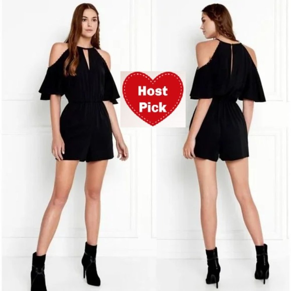 Rachel Zoe Gemini Cold Shoulder Black Studded Night Out Romper 0 - NWT